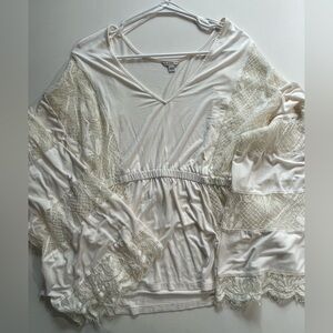 Guess Long Sleeve Crochet Panel Cover Up